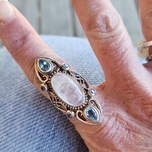 Moonstone And Blue Topaz Sterling Silver Ring